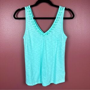Lilly Pulitzer Pom Pom Gigi tank in teal v-neck size XS